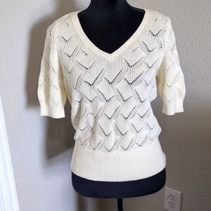Elegant Ivory Knit Sweater Sz S